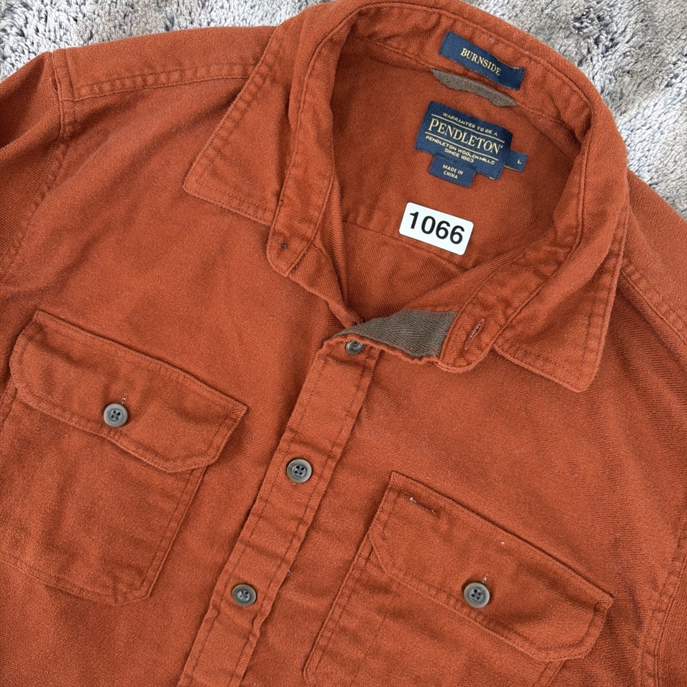 Pendleton Men's Long Sleeve Burnside Flannel Shirt Size Rust Cotton Large